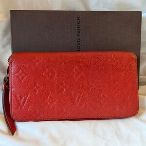 Louis Vuitton Zippy Wallet Red Monogram Empreinte Leather w Box